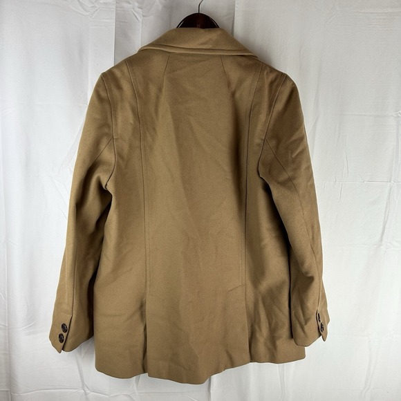 J. CREW Double Breasted Wool Blend Pea Coat Camel Jacket Women's Size Large Y2K - Picture 8 of 13